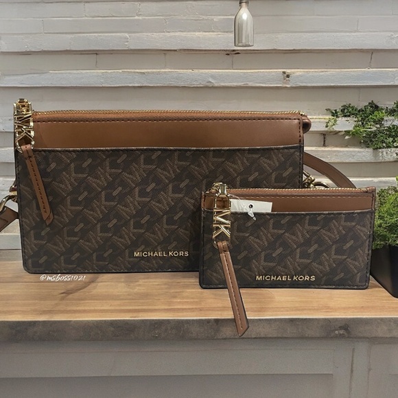 Micheal Kors Empire Convertible Bag + Cardholder in Brown/Luggage NWT